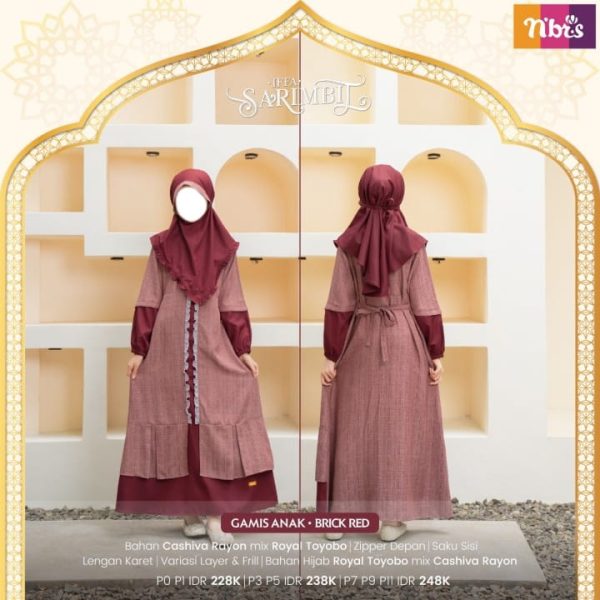 Iffa Gamis Anak Brick Red