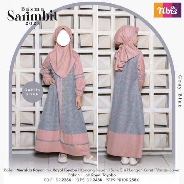 Basma Gamis Anak Grey Blue