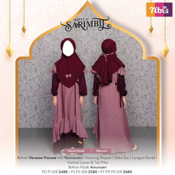 Estela Gamis Anak Maroon