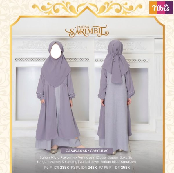 Faidaa Gamis Anak Grey Lilac