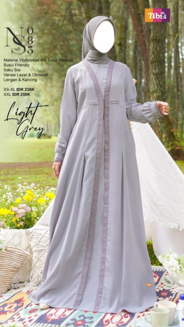 Gamis Nibras NS 083 Light Grey