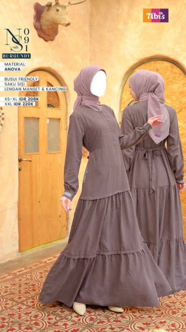 Gamis Nibras NS 091 Burgundy