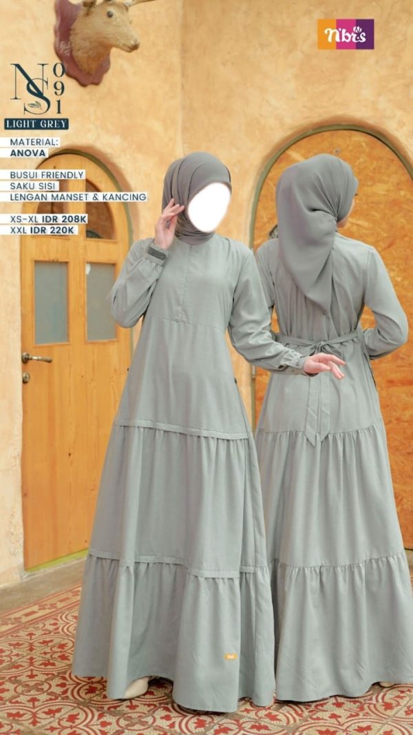 Gamis Nibras NS 091 Light Grey